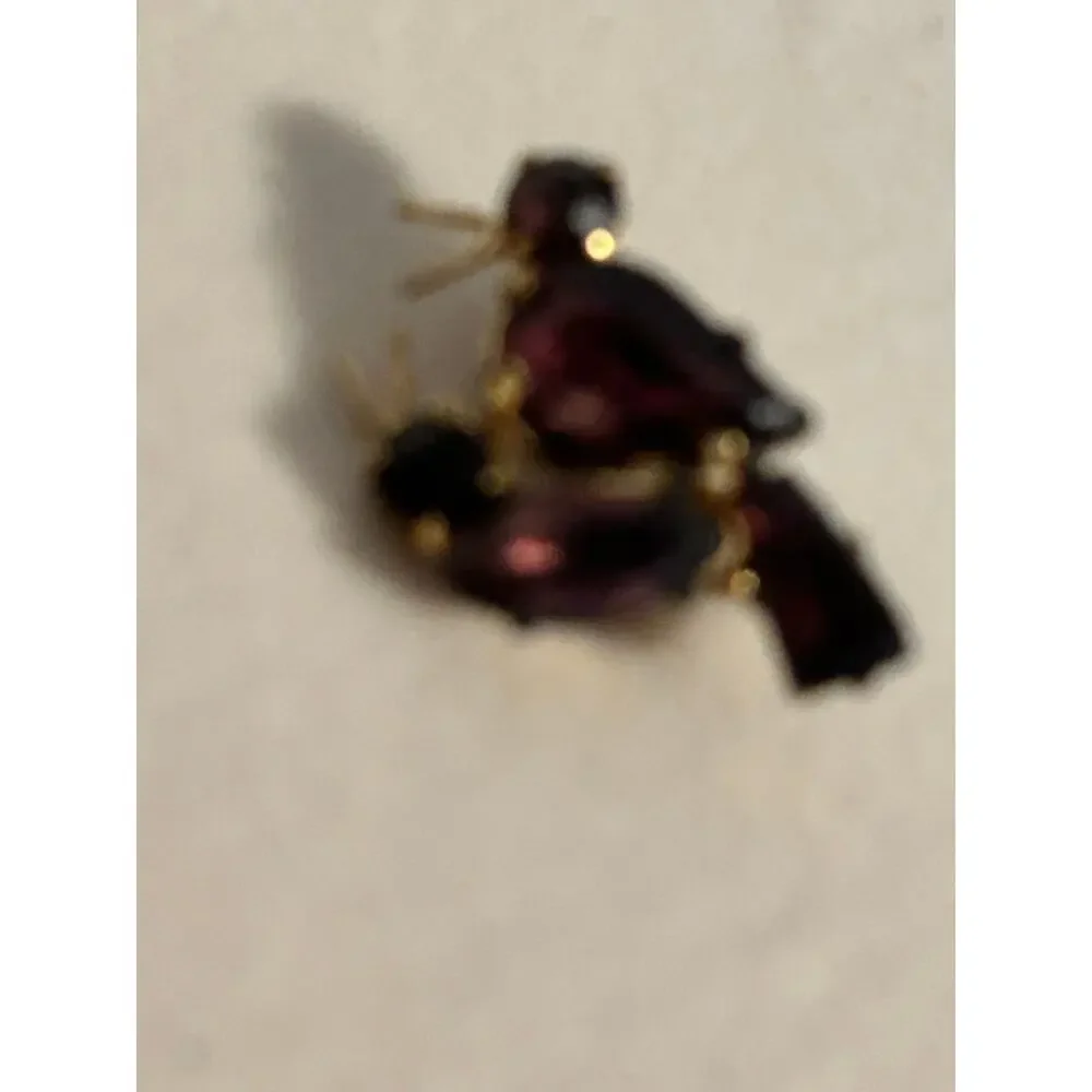Antique 1920s Czech Lovebirds Brooch Pin Amethyst Purple Glass Stamped Czecho